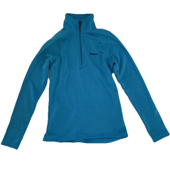 Patagonia Thermal Tools Fleece Womens XS Turquoise Blue Lightweight Quarter Zip - Picture 1 of 5